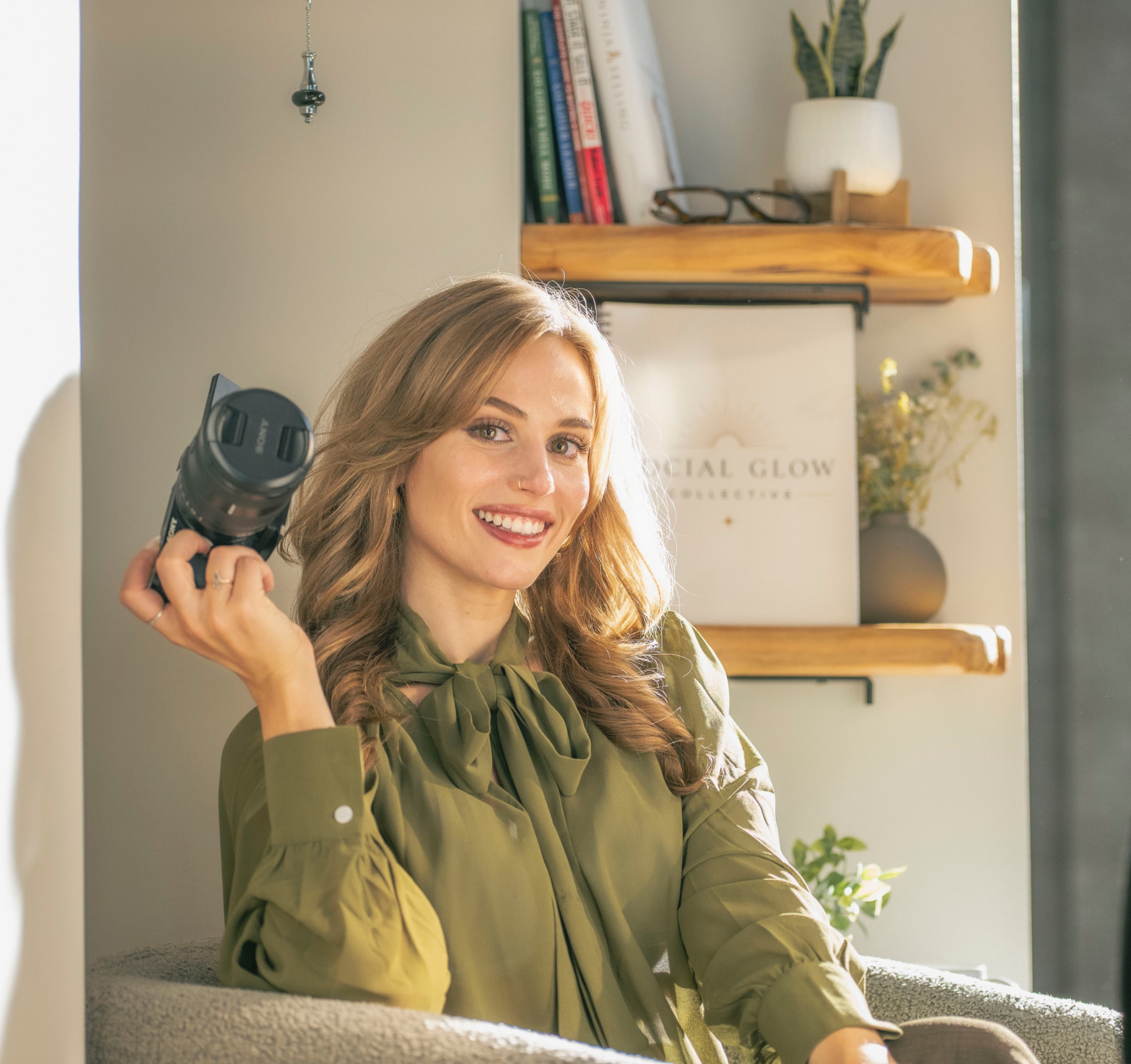 Mary Claire Materna filming content for a med spa partner